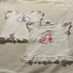 Blanks Boutique Applique A Monogram White TShirts Sz 6